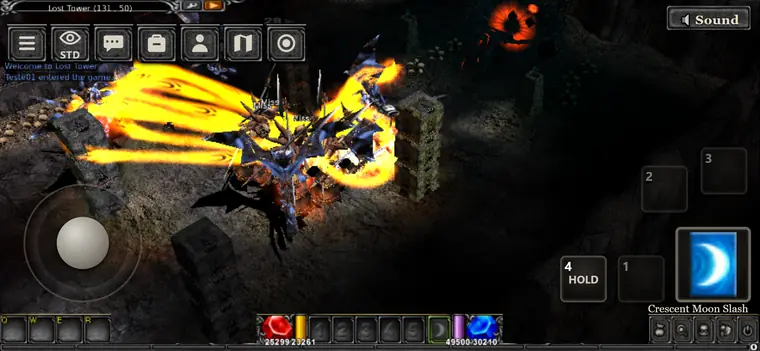 MU Insta en un iPhone: peleando en Lost Tower con controles táctiles